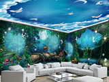 3D立体壁画梦幻童话森林月光宾馆KVT会所客厅全屋背景无纺布墙纸