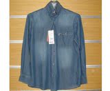 蓝净色牛仔长袖衬衫 威鹏正品欧美时尚常规款男秋冬装衬衣155301