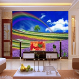 定制影视墙无缝田园客厅欧式3d电视背景墙壁纸 薰衣草墙纸壁画