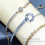 18k白金 玫瑰金 黄金天然钻石手链钻石复古奢华钻石手镯正品定制