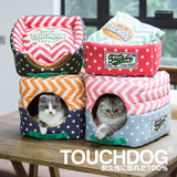 Touchdog 它它经典造型款式猫狗窝  房子沙发两用造型 多彩条纹