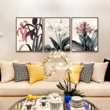 有框装饰画客厅现代简约田园风格油画沙发背景墙三联花卉百年好合