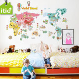 itie爱贴墙贴纸 照片贴 留言标签幼儿园儿童房可移除趣味世界地图