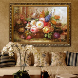 纯手绘古典花卉油画客厅欧式餐厅装饰画玄关壁画过道走廊壁炉挂画