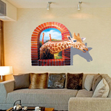 3D立体长颈鹿墙贴纸宿舍卧室餐厅装饰客厅儿童墙纸电视动物墙壁画