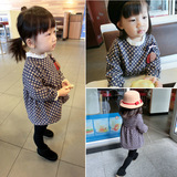 童装2014冬季新品韩国儿童加绒加厚保暖娃娃衫女童蕾丝套头连衣裙