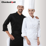 厨房厨师服长袖秋季西餐厅厨师服西点厨师服装加厚厨师工作服男女