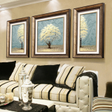 幸福树 现代美式欧式沙发背景有框画墙画壁画挂画三联客厅装饰画