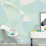 三角几何图形壁纸现代简约北欧壁画纯色薄荷绿墙纸卧室客厅背景墙