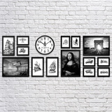 实木复古黑白艺术照片墙相框墙创意欧式客厅简约现代装饰画大尺寸