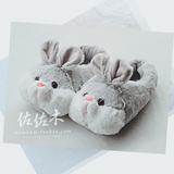韩国毛绒兔子棉拖鞋子女冬季室内加厚平底厚底可爱卡通包跟家居鞋