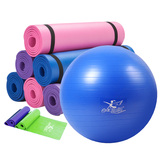 金啦啦瑜伽运动健身三件套装 瑜伽垫+防爆瑜伽球+弹力带 套餐