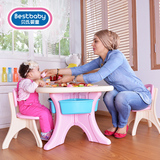 日本购幼儿园桌子套装 宝宝书桌椅子塑料学习桌贝氏婴童 加厚儿童