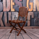 美式全实木桦木餐椅/可折叠餐椅/中式风格红棕色靠背椅/出口现货