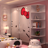 烤漆 儿童衣柜 创意卡通 整体推拉门移门卧室熊猫 kitty 板式衣柜