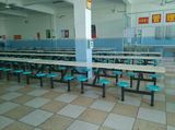 工厂食堂餐桌 员工餐桌玻璃钢连体餐桌 学校饭堂餐桌 圆凳椅
