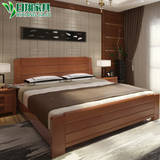日翔家具 全实木床1.8米双人床现代简约高箱储物床主卧1.5m橡木床