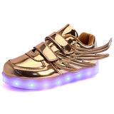 春季品牌童鞋翅膀USB儿童运动LED发光男女鞋韩版外贸 亲子鞋出游