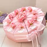 韩式粉色三角蛋糕喜糖盒 创意结婚礼盒个性成品制定纸盒子批发