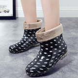雨鞋 冬季女士雨靴加绒水鞋时尚防滑中筒雨鞋学生套鞋胶鞋韩版