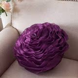 三巧家纺 经典玫瑰花抱枕 含芯 可做靠垫 紫粉绿三色可选 紫色 4