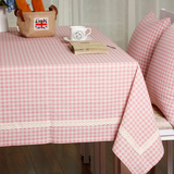zakka 日韩式棉麻 粉红色格子 布艺盖布台布餐桌布餐垫可定制梵兹