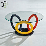 小户型 圆形储物 小桌子 个性创意 现代简约钢化玻璃创意圆茶几
