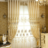 现代欧式客厅豪华雪尼尔绣花窗帘布加厚半遮光落地窗帘