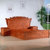 红木床檀雕100%花梨木家具中式明清古典缅甸缅花梨双人床 1.8米床