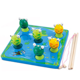 儿童益智玩具亲子钓木质钓鱼游戏磁性鱼缸钓鱼游戏3D立体钓青蛙