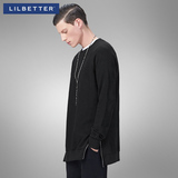 Lilbetter男士卫衣 日系潮牌春季外套侧拉链纯色学生套头卫衣男lb