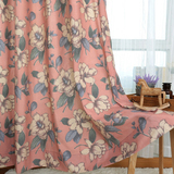 美式乡村田园 涤棉印花 客厅卧室 半遮光外贸窗帘布料 成品定做