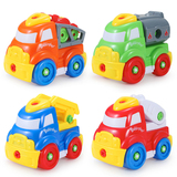 积木拼插组装益智男孩小汽车飞机玩具儿童拆装工程车玩具车 塑料