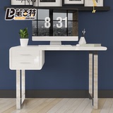 现代简约白色钢琴烤漆电脑桌台式桌 家用简易书桌写字台办公桌