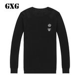 GXG男装 2016春季商场同款 都市时尚男士黑色圆领针织衫#61220077