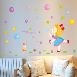 墙贴纸贴画儿童房间卧室幼儿园卡通可爱墙壁装饰花朵女孩彩色泡泡