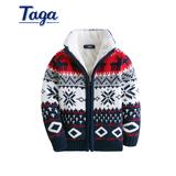 TAGA童装男大童加厚加绒毛衣宝宝高领拉链衫外套2015冬季新款毛衣