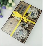 结婚回礼 创意陶瓷餐具套餐礼品 中式日式筷碟子筷子礼盒6件套装