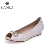 卡迪娜/kadina 舒适休闲鞋羊皮水钻鱼嘴坡跟浅口女单鞋KS51526