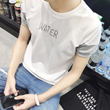 JOATEAY夏季男士短袖t恤日系拼色休闲圆领体恤潮男装小衫修身上衣