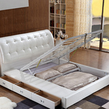 新款小户型真皮床气动高箱储物1.8米单双人皮床软床简约现代婚床