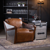 优梵艺术 OEI美式真皮沙发椅头层牛皮创意单人软包座椅子大户型