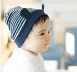 韩版纯棉婴儿可爱套头帽0-3-6-12个月儿童护耳帽夏男女新生儿胎帽