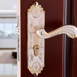 安全防护欧式室内门锁简约卧室琥珀白房门锁实木门锁具琥珀红家用