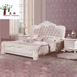 特价实木床1.5米 1.8米真皮靠背白色榆木床欧式床法式床软靠双人