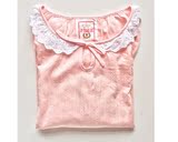 韩国pink原单正品夏季粉色蕾丝公主纯棉睡衣女士可爱家居服套装