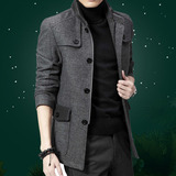秋冬新款羊毛大衣男士中长款修身韩版商务风衣呢子加厚短款外套