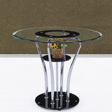 钢化玻璃圆桌 简约售楼处洽谈桌椅组合 双层圆餐桌 小户型餐桌椅