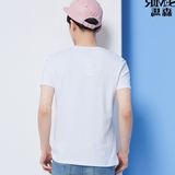 森马青少年短袖T恤 2016夏装新款 男士V领纯色短T男装上衣韩版潮