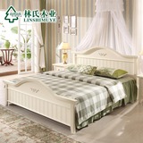 聚林氏木业韩式田园大床白色卧室套装家具成套床垫床头柜A3组合
